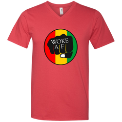Woke AF-  Anvil Men's Printed V-Neck T-Shirt