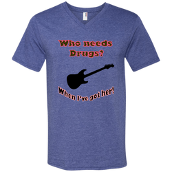 Who needs Drugs? Anvil Men's Printed V-Neck T-Shirt