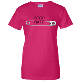 Stop hate, Ladies Custom 100% Cotton T-Shirt